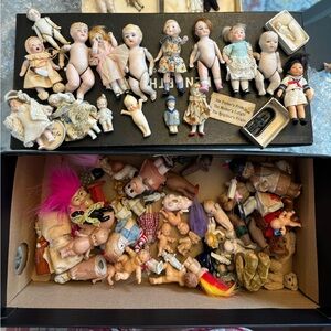 Miniature doll collection, mostly Antique.